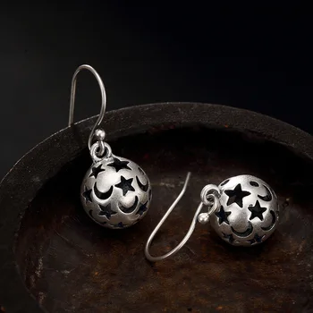 

silver hollow out the stars the moon ball silver restoring ancient ways of high-grade ladies stud earrings earrings