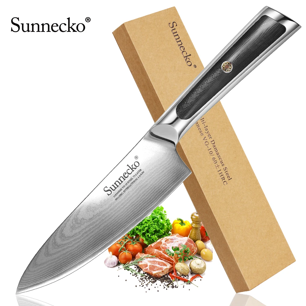 Sunnecko горячий 6," дамасский стальной нож шеф-повара японский VG10 Core бритва острое лезвие изысканный G10 Ручка кухонные ножи для мяса