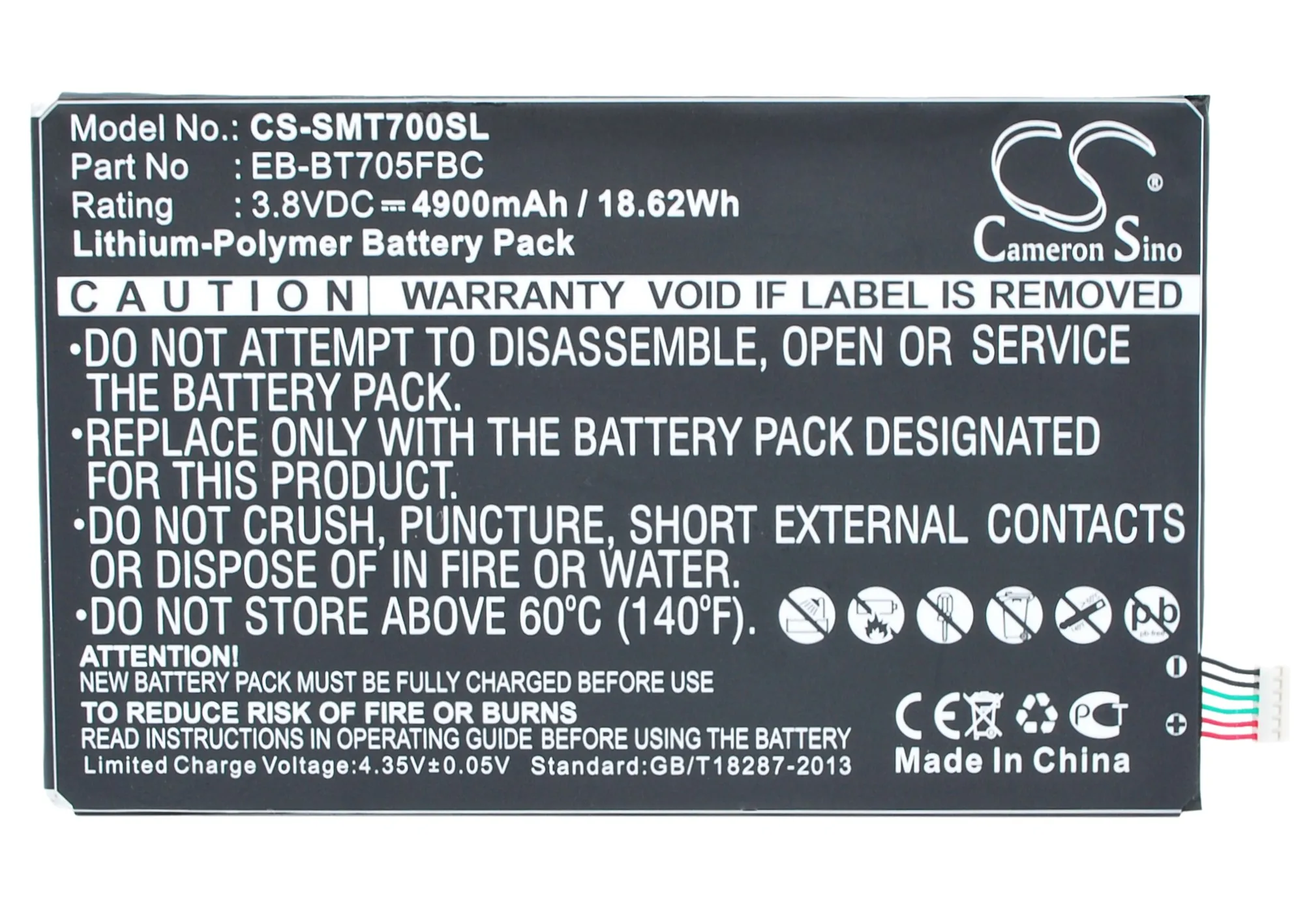 

Newest 4900mAh Battery EB-BT705FBC for Samsung SM-T700, SM-T705, SM-T705C, SM-T705D,SM-T705M,T705Y, T707,T707A,T707D,T707V