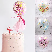 1pc 5inch Confetti Balloon Cake Topper font b Decoration b font with Paper Straw font b