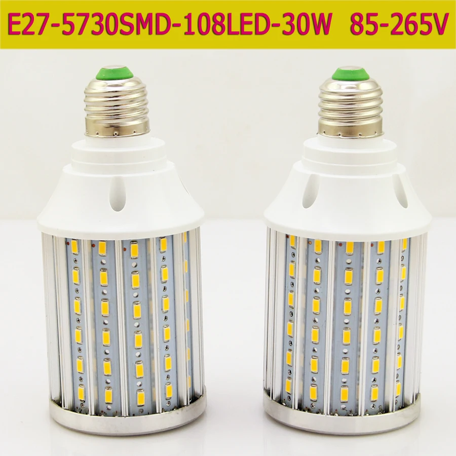 

50pcs/lot E27 5730 SMD LED Corn Bulb Aluminum PCB Cooling LEDs lamp Indoor No Flicker AC85V-265V 30W LED Spotlight Bulb DHL Free