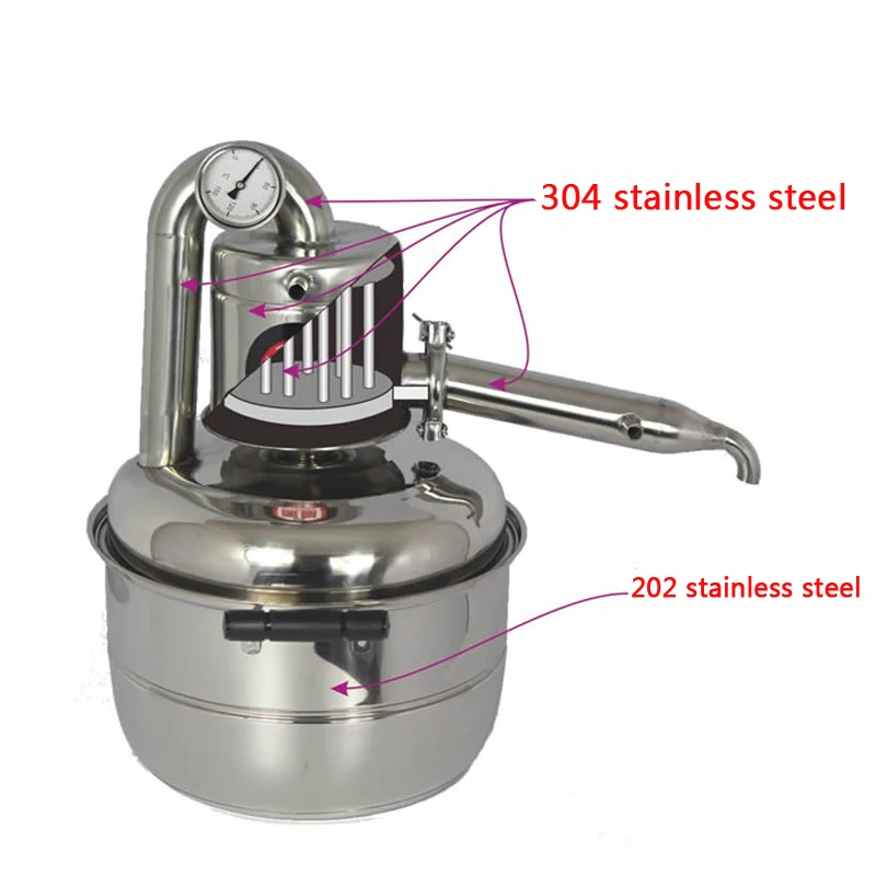 10L Water Alcohol Distiller Small Household Brew Kit Still Wine Making Brewing Machine Distillation Equipment 10L Water Alcohol Distiller Small Household Brew Kit Still Wine Making Brewing Machine Distillation Equipment