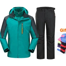 Мужская и женская зимняя ветровка, походный костюм, водонепроницаемая верхняя одежда, спортивная, с капюшоном, для кемпинга, треккинга, Теплая мужская и женская куртка и штаны