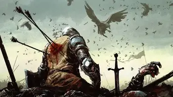 

Living room home wall decoration fabric poster Artwork blood arrows swords death crows soldiers warriors battles Dark Souls