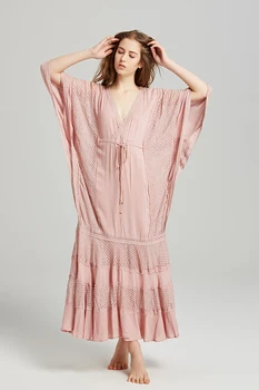 

Fashion Lady Beautiful Bohemian Style Elegant Long White Dusty Pink Dress 2019 Holidays Traveling Beach Wear Long Sexy Dress