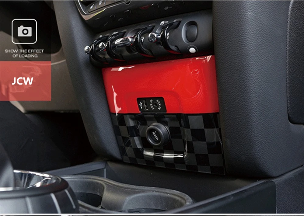 Для MINI Cooper F60 земляк автомобиль Стайлинг Аксессуары Mini F60 прикуриватель USB Панель декоративная наклейка на жилье крышка - Название цвета: JCW