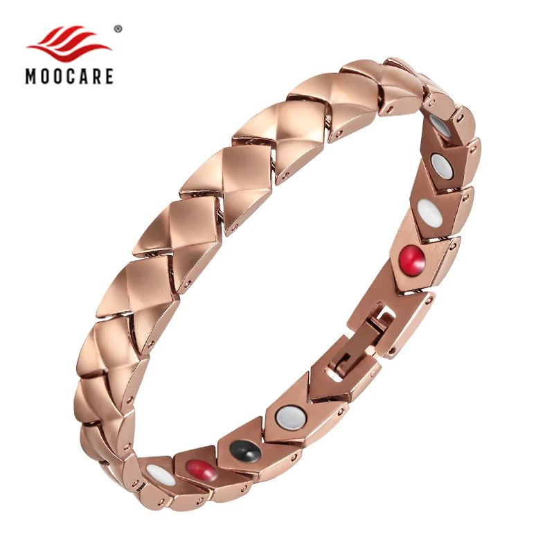 Moocare, золотой браслет с шармом, для мужчин, розовое золото, серебро, звено цепи, браслеты для мужчин и женщин, нержавеющая сталь, здоровье, магнитный браслет