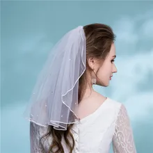 Вуаль до плеч короткая фата невесты искристый горный хрусталь вуаль роскошный с бисером Свадебная Тюлевая Фата Boda