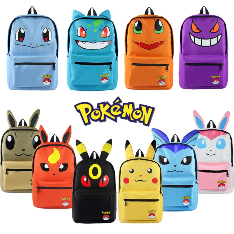 Pikachu Haunter Eevee Bulbasaur Canvas Backpack Students Shoulders Bag