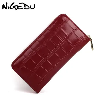 

Genuine leather Women Wallet female Zipper Long Wallets Cell Phone bag Alligator Lady large clutch Purse carteira bolsa feminina