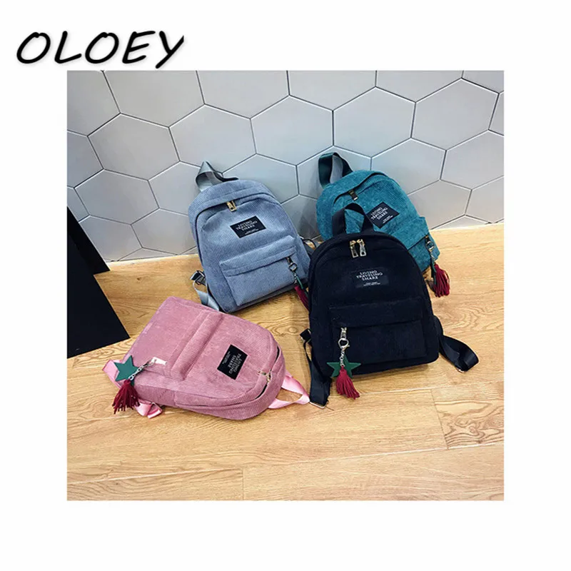 

Fashion Fuzzy Ball Design Girl School Backpack High Quality Corduroy School Bag Pretty Style Students Durable Book Bag Satchel!