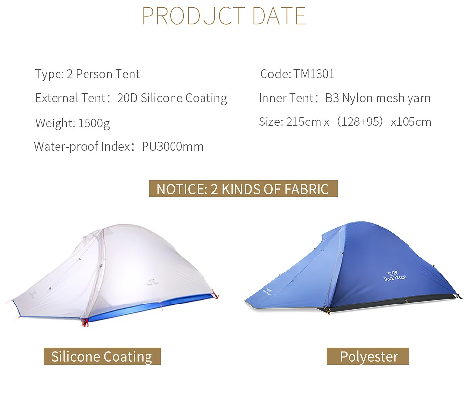 Trackman кемпинговая палатка 2 человека одна спальня двухслойная 3-сезонная Палатка Наружная палатка