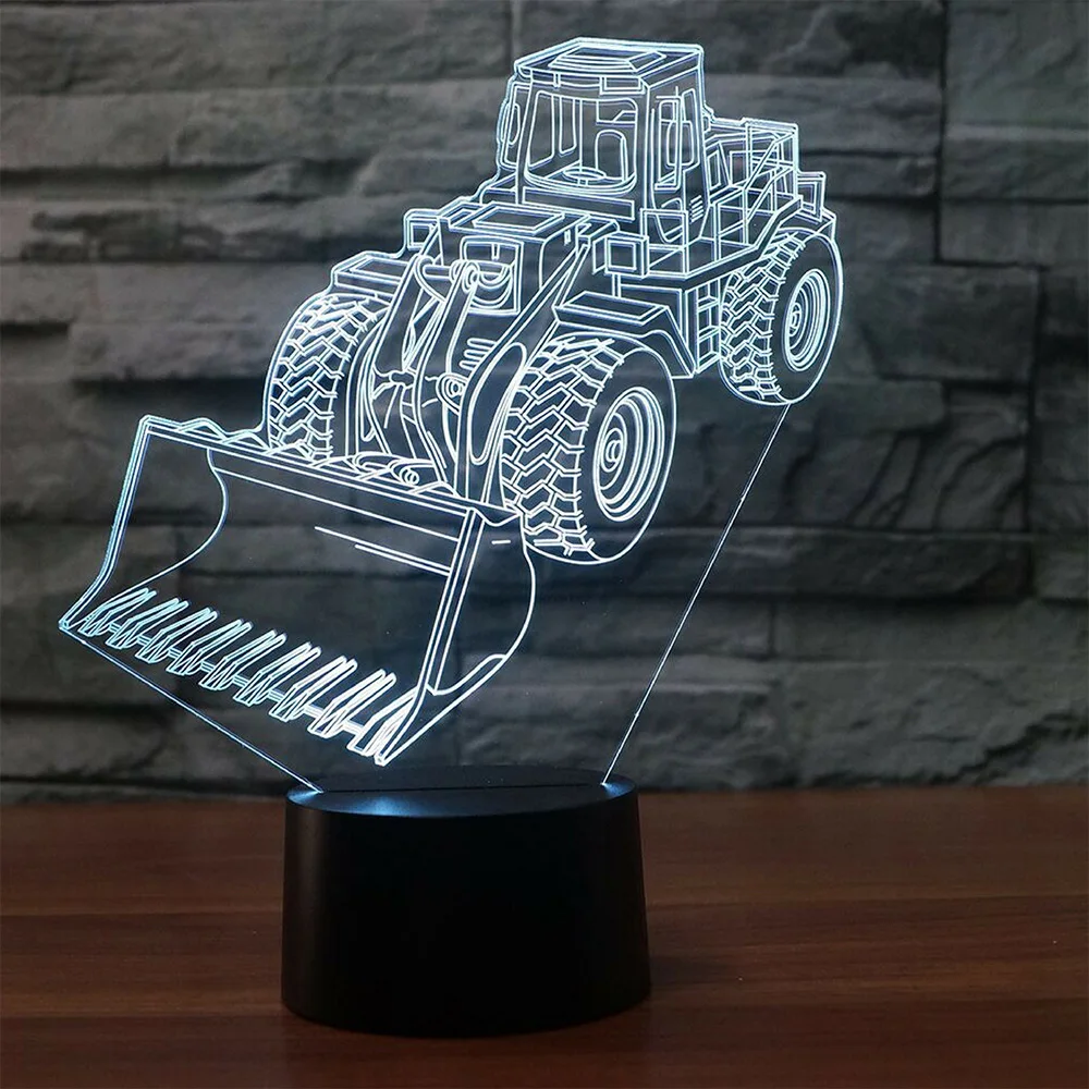 Экскаватор гигантская Лопата трактор цементный смеситель подъемный автомобиль грузовик 3D визуальная иллюзия Лампа детский ночник грузовик стиль лампы - Испускаемый цвет: Color Changeable