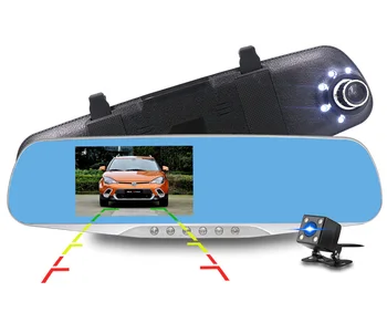 

Olysine 4.3'' Rearview Mirror DVR Car Dash Camera 1080P Auto Video Registrator Drive Recorder Dual lens Dashcam with two cameras