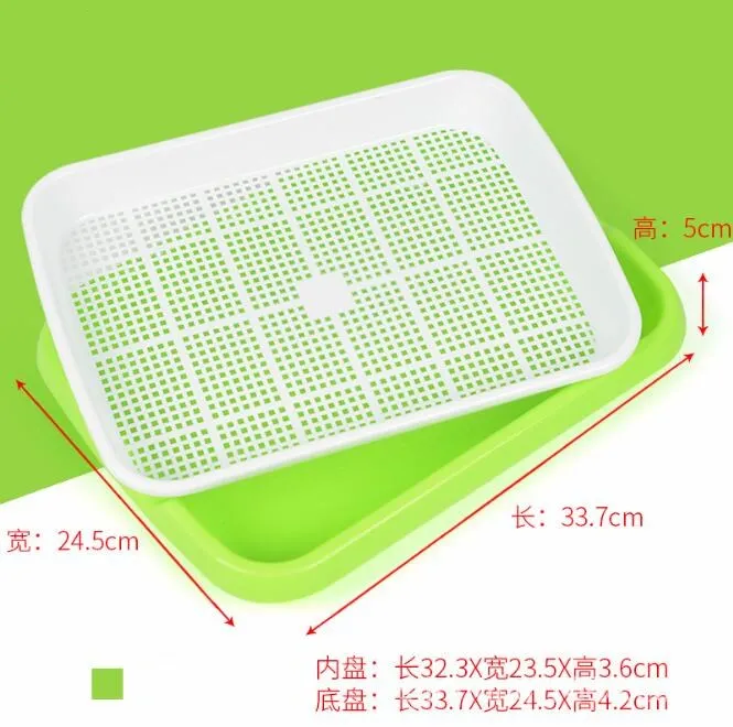 3 комплекта двухслойные ростки фасоли тарелка поднос для рассады посадочная посуда для выращивания пшеницы саженцы питомники горшки для дома садовые инструменты для растений - Цвет: Зеленый