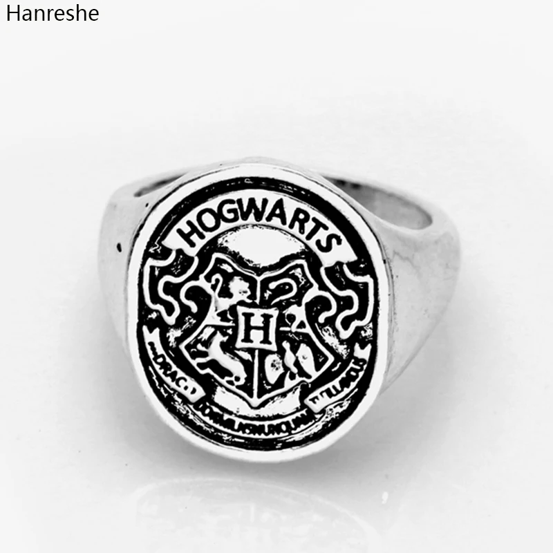 

New Hogwarts Bade Seal Death Hallows Ring the Slytherin School Steampunk Women and Men High Quality Cocktail Ring Drop Shipping
