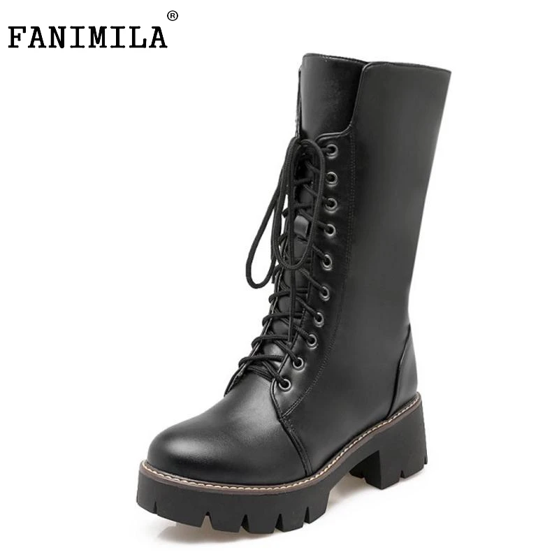 

Women Winter Boots Fashion Woman Round Toe Platform Knee Boots Ladies Winter Warm Thick Fur Martin Boot Woman Shoes Size 34-43