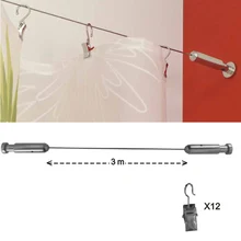 3 м занавеска драпировка проволока стержень комплект и 12 зажимов, гонки, аксессуары для занавесок для украшения окон