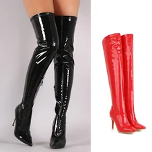 DoraTasia/ г. Большие размеры 33-48, новая Брендовая женская обувь с острым носком пикантные вечерние туфли на тонком высоком каблуке для выпускного вечера женские сапоги до колена