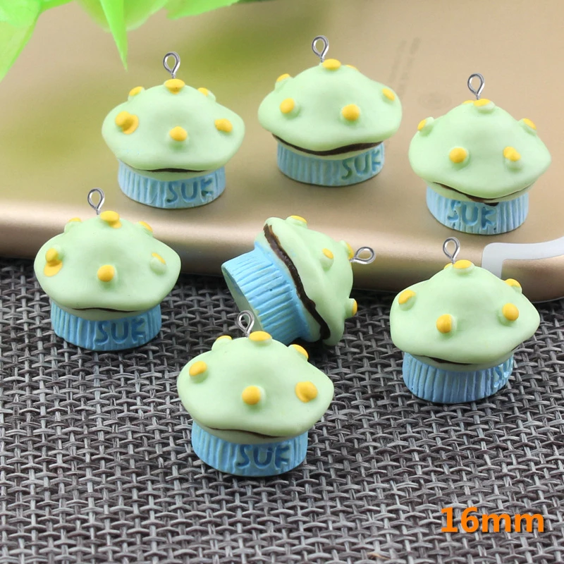 

10pcs 16MM DIY resin cake cupcake charms flatback kawaii cabochon sticker simulated fake food craft decoration jewelry making