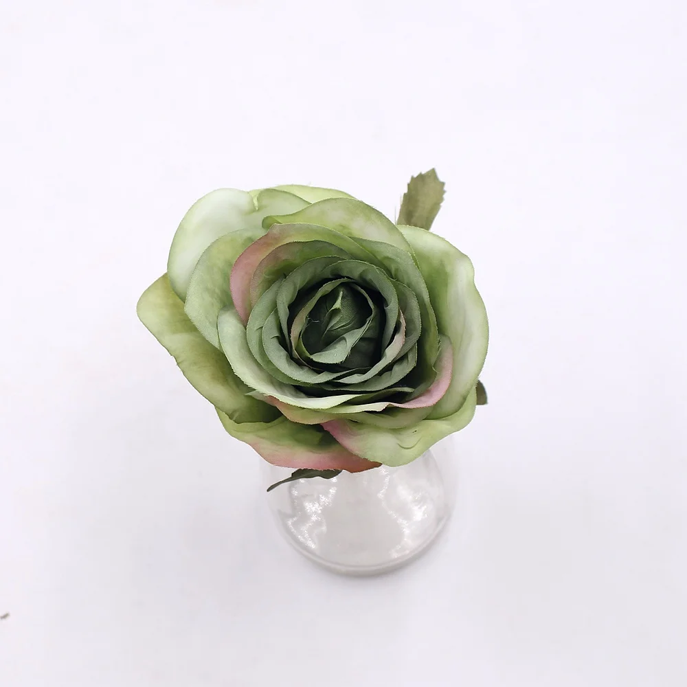2 шт 7 см Шелковая Роза искусственная цветок свадебные декоративные цветы DIY ВЕНОК подарок перила ремесло Ремесло Украшение искусственные цветы - Цвет: green