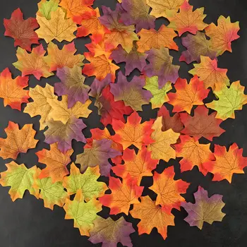 

50pcs 8cm Vivid Artificial Silk Maple Leaves For Home Wedding Party Decoration accessories Scrapbooking Fake Flower 52706