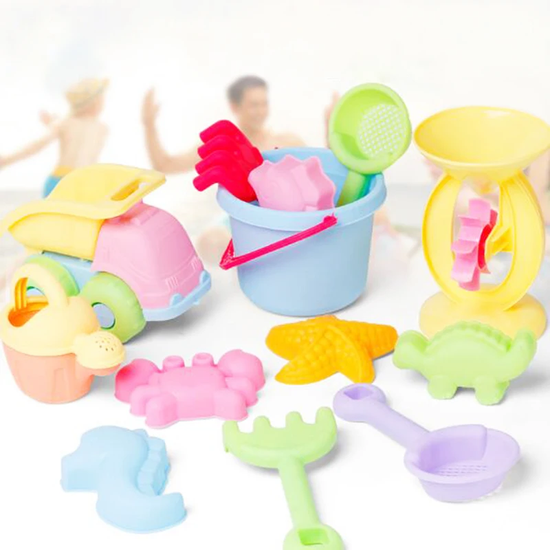 1 Set Soft Rubber Beach Bucket Rake Car Pretend Play Toys for Kids Baby