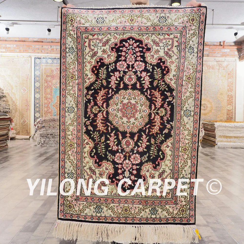 Buy YILONG 2'x3' handmade turkish silk carpets floral qom persian silk rugs
