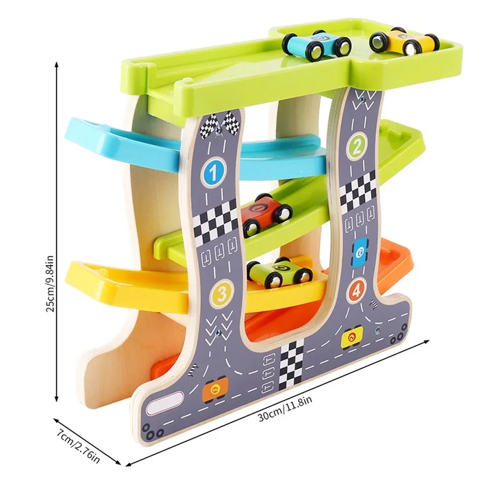 Детские слоты, автомобильные игрушки, деревянная лестница, скользящая деревянная слотовая дорожка, обучающая модель для скольжения для детей, подарки для мальчиков, запасные