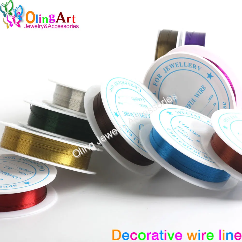 OlingArt 0.4MM 12M/Roll Wire Line Mixed Multicolor Plated Beaded Crafts  DIY Choker Bracelet Necklace Jewelry Making
