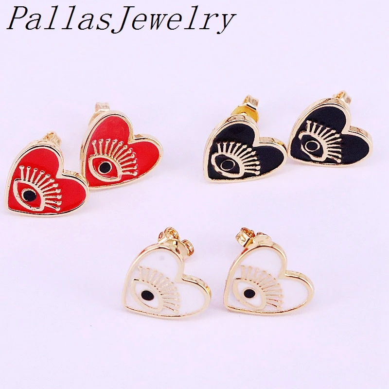 10 пар,, серьги-гвоздики с эмалью в форме сердца, Новые Дизайнерские летние серьги золотого цвета для женщин, модные ювелирные изделия