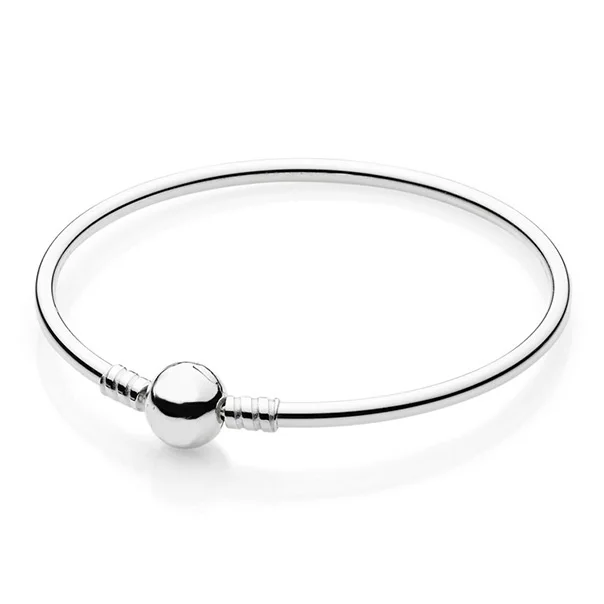 

Authentic 925 Sterling Silver Bangle Ball Circular Clasp Clip Suitable Bracelet Bangle Fit Women Bead Charm DIY Pandora Jewelry