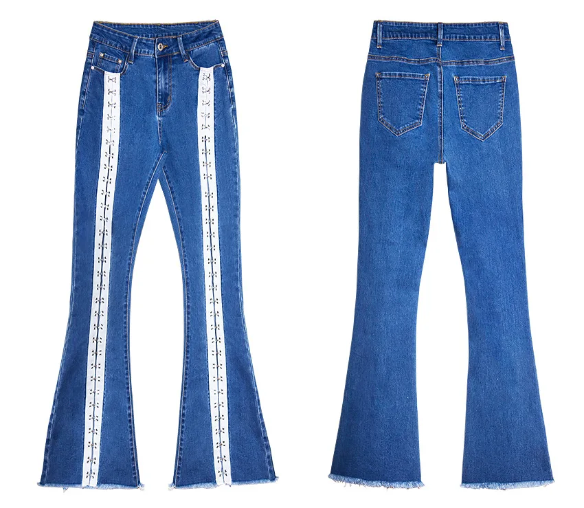 New wide-leg webbed jeans women's trousers (17)