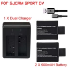 Save 3.86 on 2pcs original sj4000 battery sj5000 sj6000 Wifi battery + dual battery charger for SJCAM sj 4000 5000 camera accessories