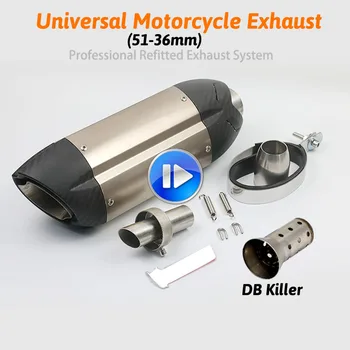 

36-51mm Universal Motorcycle Exhaust Modified Muffler Pipe Scooter Pit Bike Dirt Motocross For Yamaha R1 ER6N CBR250R