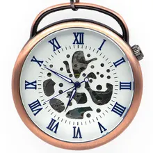 Новая Винтажная роза, золото римские цифры автоматические механические карманные мужские женские часы в ретро стиле с Fob часы PJX1367