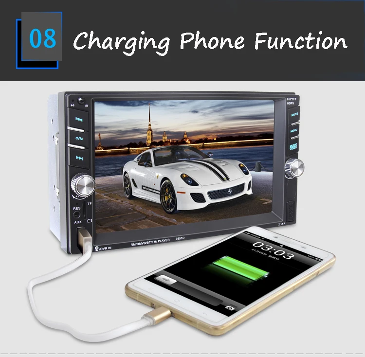 12V 4/" 1 Din Coche Radio Reproductor de MP5 Pantalla Táctil 2USB Enlace Espejo BT//Dvr//FM//TF