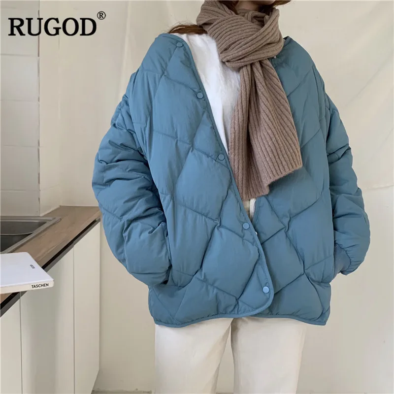 RUGOD однотонная элегантная женская куртка, пальто, Толстая теплая зимняя женская одежда, хлопковое Женское пальто, зимняя одежда, doudoune femme hiver