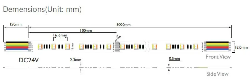 5 colors in 1 led SMD5050 WRGBWW strip light RGBCCT color changeable RGB+(2700-6500K) led tape 60led 20Wm DC12VDC24V 5mReel222