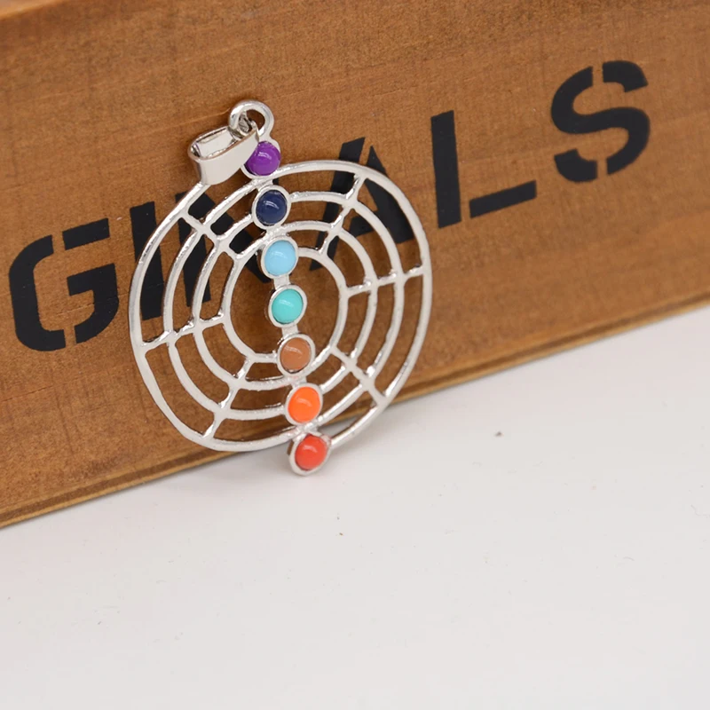 Vintage Unisex Jewelry Colorful Stone Beads DIY Necklaces & Pendants Vintage Reiki Healing Point Chakra Neckalce Shellhard