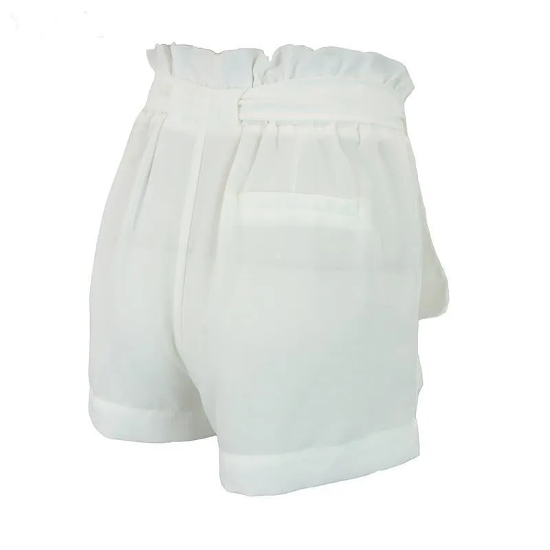 2019 Women A-Line High Waist Shorts With Sashes Stringy Selvedge Casual Ladies Summer Shorts Short Pants Women（3）