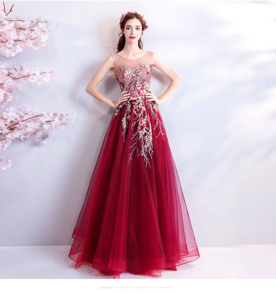 Brote Escultura Trivial Hermoso vestido de fiesta de cumpleaños 2018, vestidos de noche largos de  Hada de Las Flores, vestido de fiesta de graduación Borgoña, vestido  formal, graduaciones, perlas de fiesta|Vestidos de noche| - AliExpress