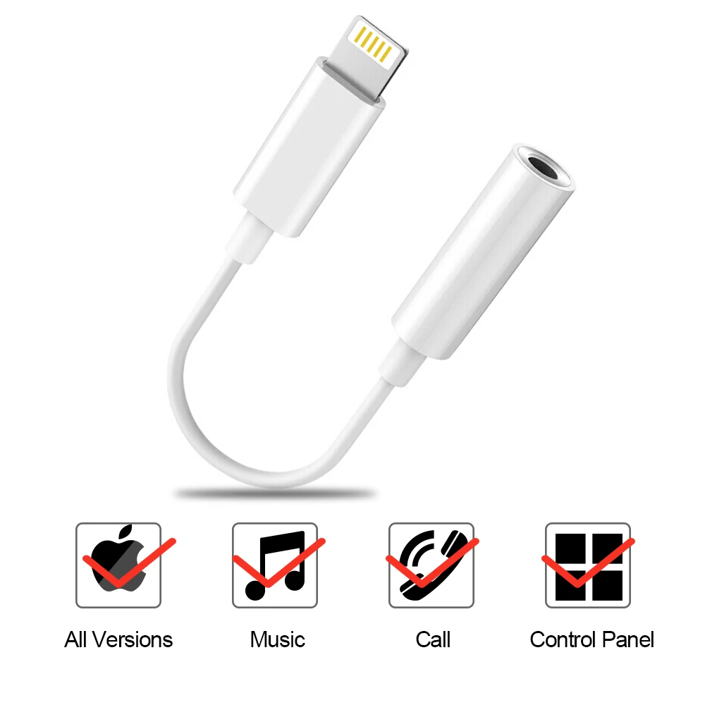 

Alwup For Apple Lightning To 3.5mm Headphone Jack Adapter X 7 8 Plus Cable Suppot Call Volume Control Audio Converter For Iphone