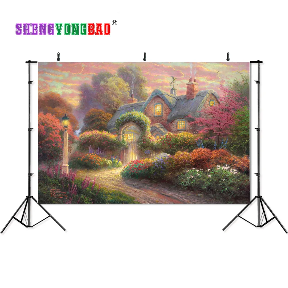 

SHENGYONGBAO Vinyl Photography Backdrops Props Blue sky and white cloud forest theme Photo Studio Background SML-0024