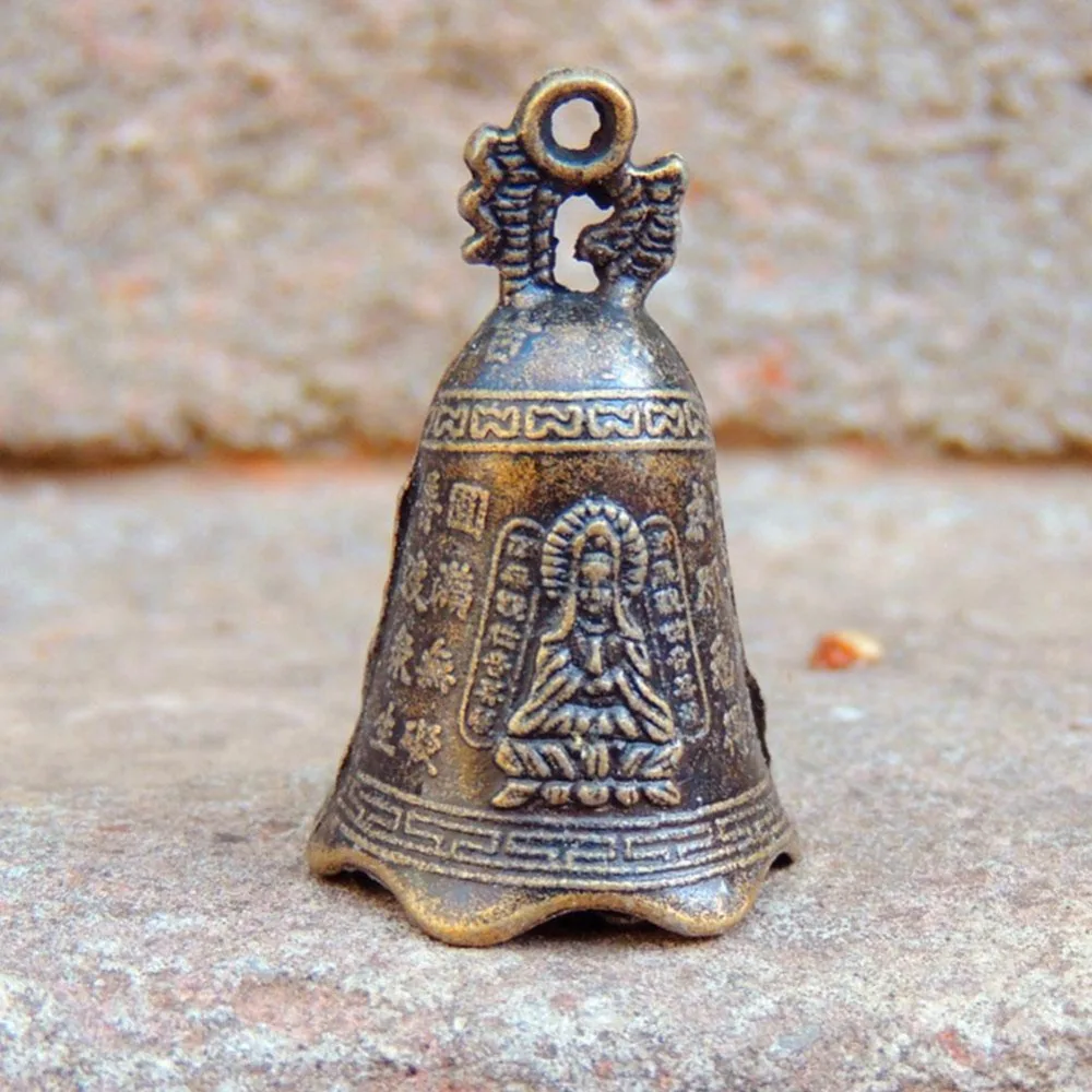 4,8*3 см мини античный колокольчик Китай Мини латунная Медная скульптура молитва Будда фэн шуй колокольчик приглашение буддизм Гуаньинь колокольчик