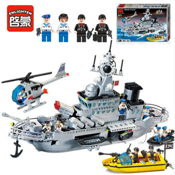 

Enlighten 821 Combat Zones Modern Military Missile Cruiser Speedboat SWAT Model Bricks Building Block Toys For Gift