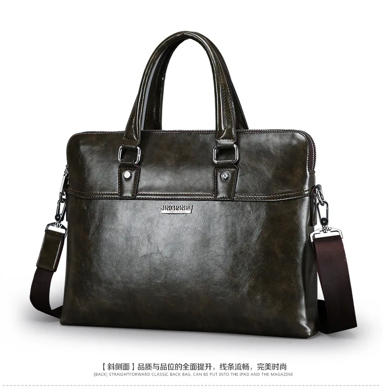 Повседневная модная Высококачественная Роскошная коровья натуральная кожаный деловой портфель Большая мужская дорожная сумка han 'd Tote