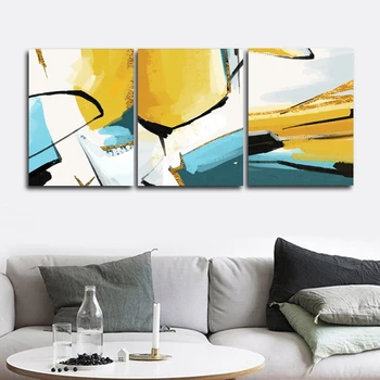 

Yellow Abstract Wall Picture Poster Print Canvas Painting Calligraphy Decor for Living Room Bedroom Home Decor Frameless
