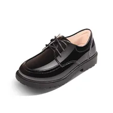 Новое платье для мальчиков черная кожаная обувь тонкие весенне-осенние студенческие Повседневные детские туфли на шнуровке в британском стиле для малышей 02B