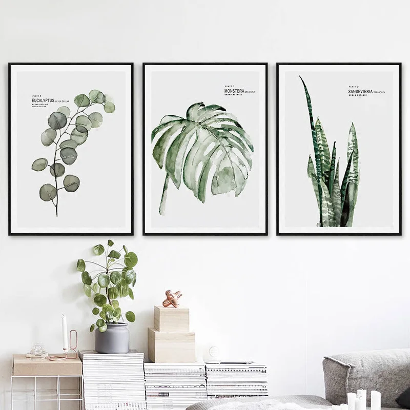 

Modern Green Tropical Plant Leaves Posters And Prints Green Forest Cuadros Wall Art Canvas Painting Wall Pictures Nordic Decor